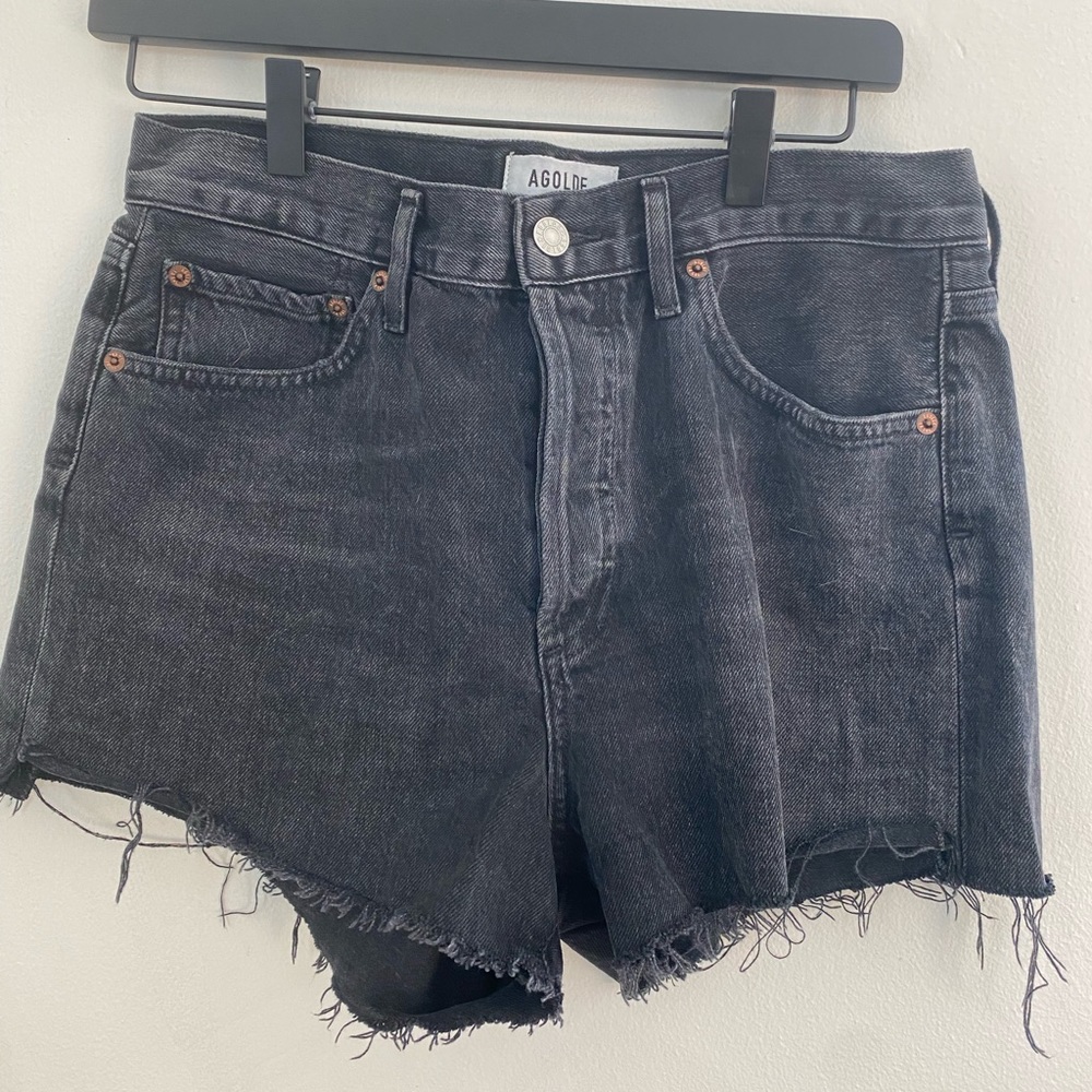 AGOLDE cutoff shorts, black, size 27, button up